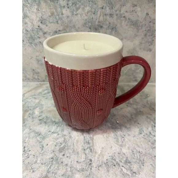 Red Cable Knit Sweater Candle Mug - Picture 3 of 6